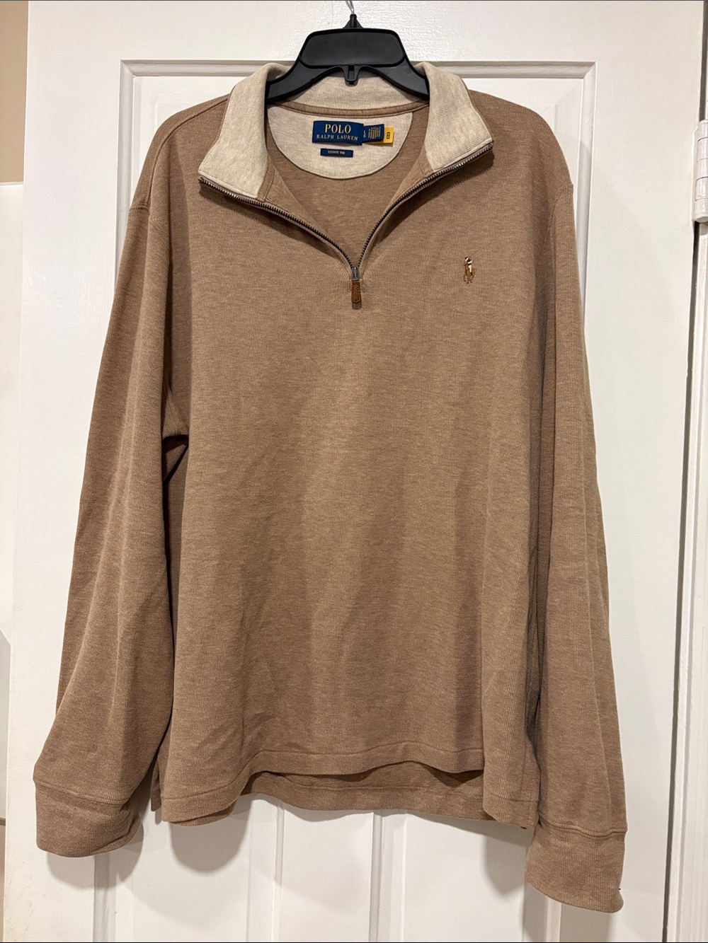 POLO RALPH LAUREN Estate Rib MEN'S MOCHA HEAT LONG SLEEVE SWEATER L cotton